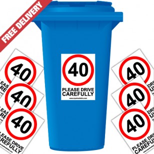 40 mph Please Drive Carefully Speed Reduction Wheelie Bin Stickers